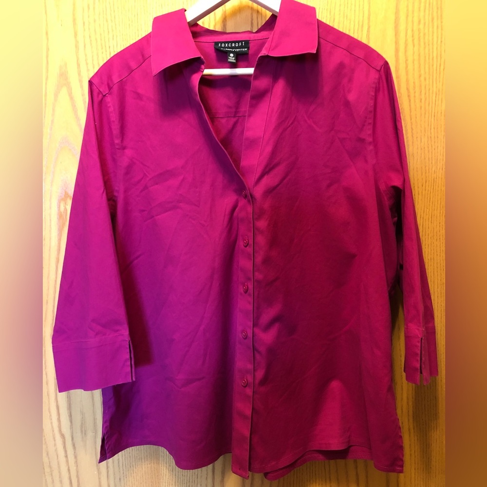 Foxcroft women’s 16w fuchsia dress shirt 3/4 sleeves